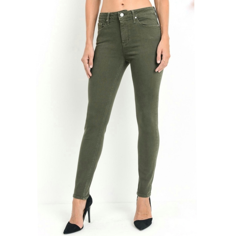 JustBlack Buckle Olive Green Skinny Jeans